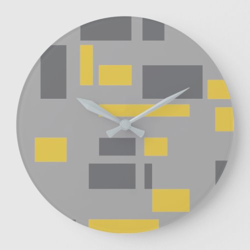 Modern simple cool geometric yellow gray pattern large clock