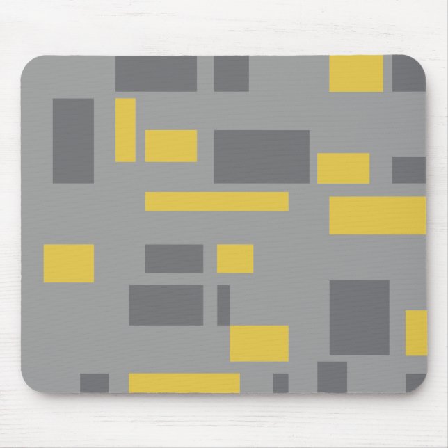 Modern, simple, cool geometric yellow gray pattern mouse pad (Front)