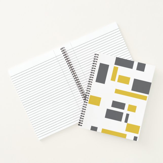 Modern, simple, cool geometric yellow gray pattern notebook (Inside)