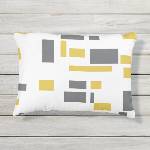 Modern simple cool geometric yellow gray pattern outdoor pillow