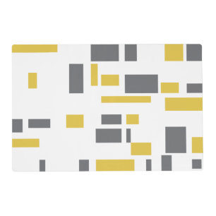 Modern, simple, cool geometric yellow gray pattern placemat
