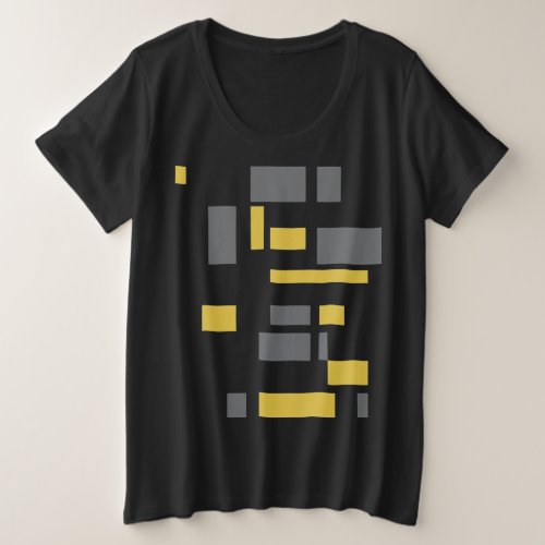 Modern simple cool geometric yellow gray pattern plus size T_Shirt