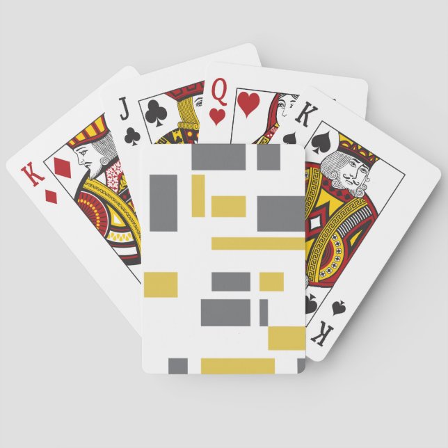 Modern, simple, cool geometric yellow gray pattern poker cards (Back)