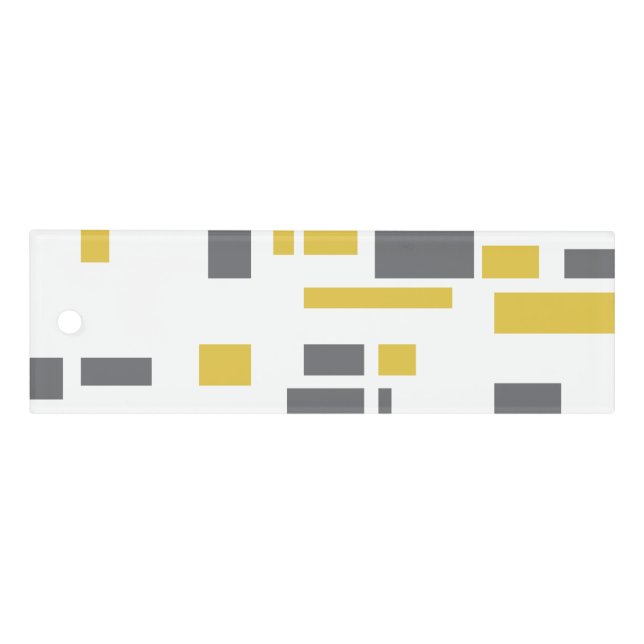 Modern, simple, cool geometric yellow gray pattern ruler (Front)