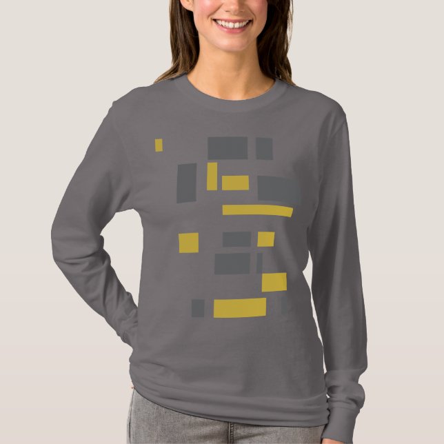 Modern, simple, cool geometric yellow gray pattern T-Shirt (Front)