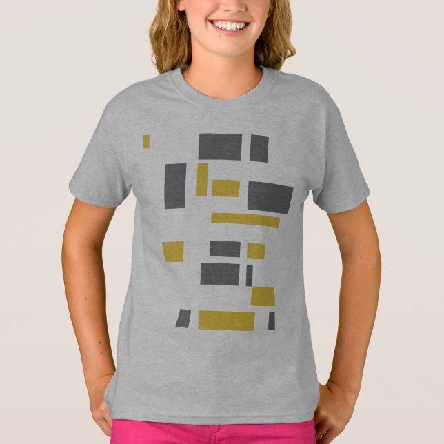 Modern, simple, cool geometric yellow gray pattern T-Shirt (Front)