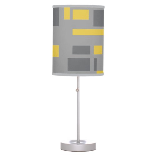Modern simple cool geometric yellow gray pattern table lamp