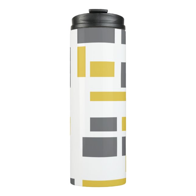 Modern, simple, cool geometric yellow gray pattern thermal tumbler (Front)