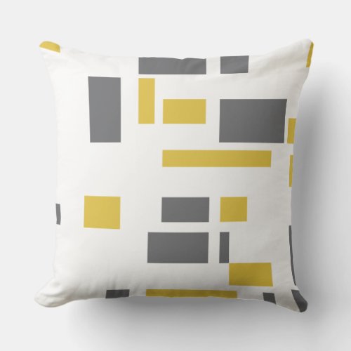 Modern simple cool geometric yellow gray pattern throw pillow