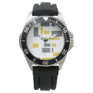 Modern, simple, cool geometric yellow gray pattern watch