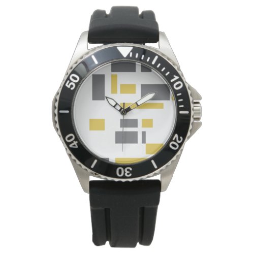 Modern simple cool geometric yellow gray pattern watch