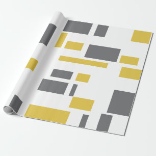 Modern, simple, cool geometric yellow gray pattern wrapping paper