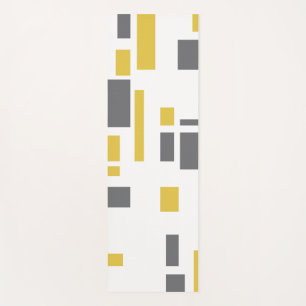 Modern, simple, cool geometric yellow gray pattern yoga mat