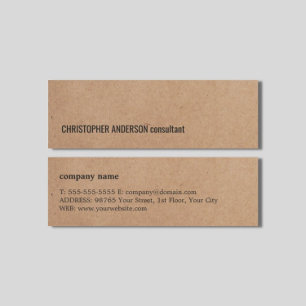 Modern Simple Cool Kraft Paper Consultant Mini Business Card