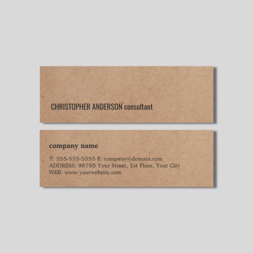 Modern Simple Cool Kraft Paper Consultant Mini Business Card