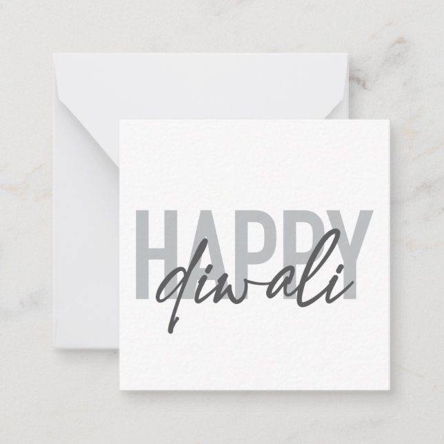 Modern, simple, cool typography Happy Diwali Note Card (Front)