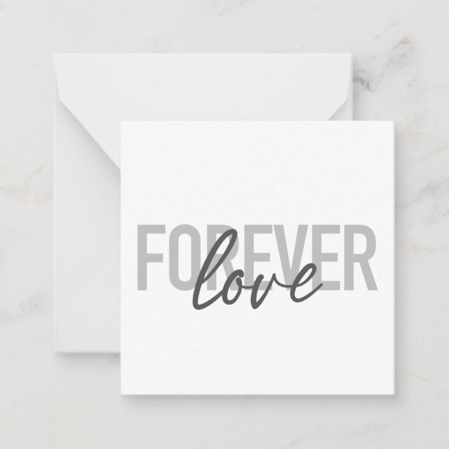Modern, simple, cool typography of Forever Love Note Card (Front)