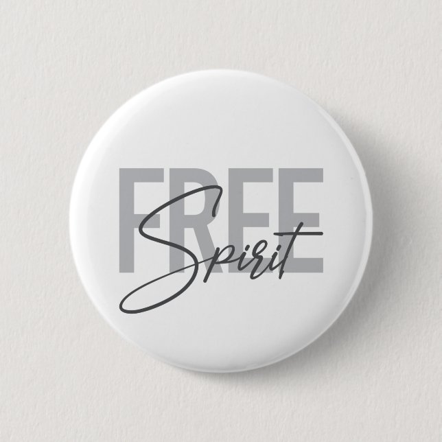 Modern, simple, cool typography of Free Spirit Button (Front)