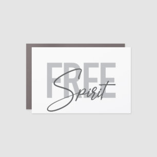 Modern, simple, cool typography of Free Spirit Car Magnet