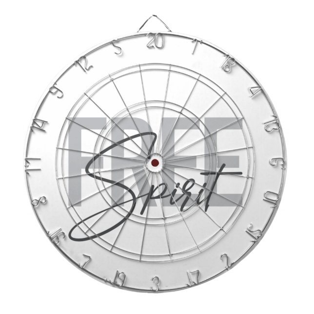 Modern, simple, cool typography of Free Spirit Dart Board (Front)