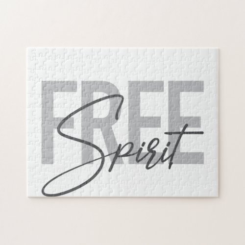 Modern simple cool typography of Free Spirit Jigsaw Puzzle