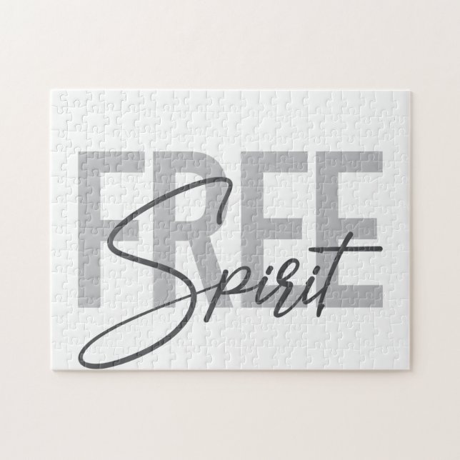 Modern, simple, cool typography of Free Spirit Jigsaw Puzzle (Horizontal)