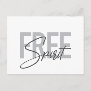 Modern, simple, cool typography of Free Spirit Postcard