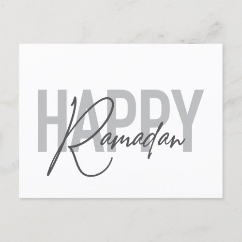 Modern simple cool typography of Happy Ramadan Postcard