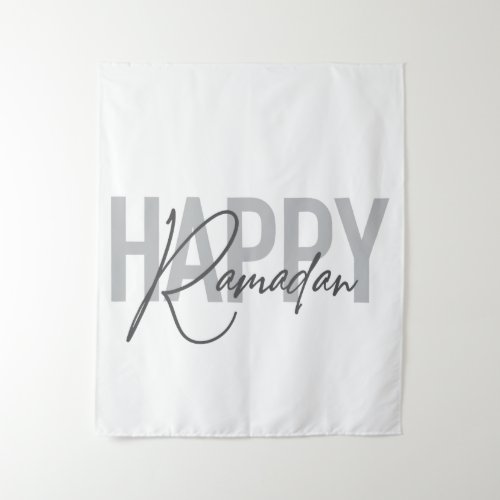 Modern simple cool typography of Happy Ramadan Tapestry