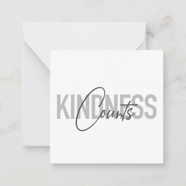 Modern, simple, cool typography of Kindness Counts Note Card (Front)