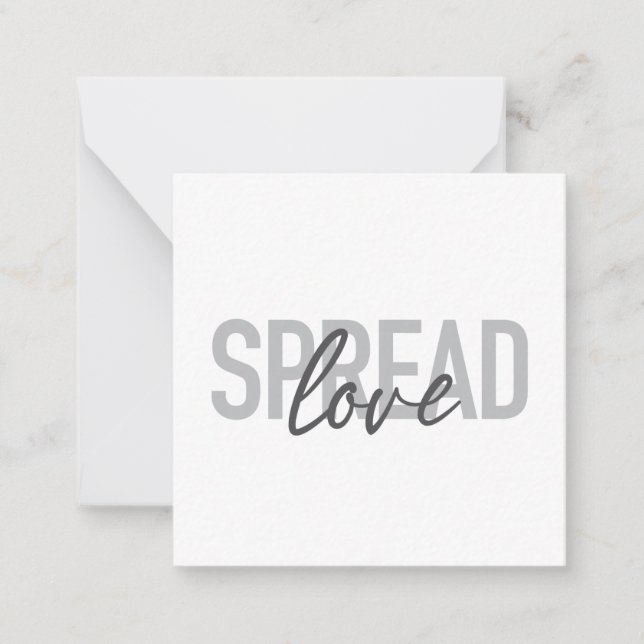 Modern, simple, cool typography of Spread Love Note Card (Front)