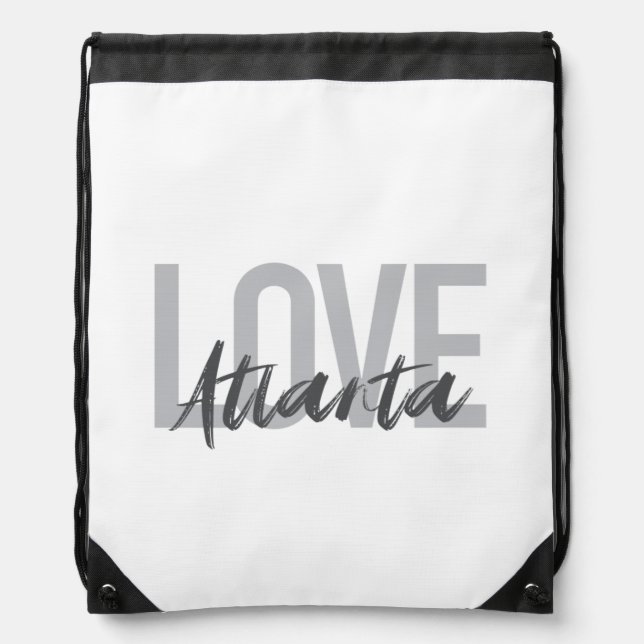 Modern, simple, cool, urban design Love Atlanta Drawstring Bag (Front)