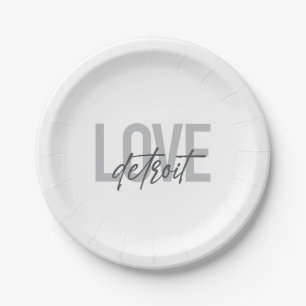 Modern, simple, cool, urban design Love Detroit Paper Plates