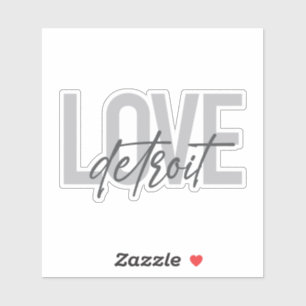 Modern, simple, cool, urban design Love Detroit Sticker