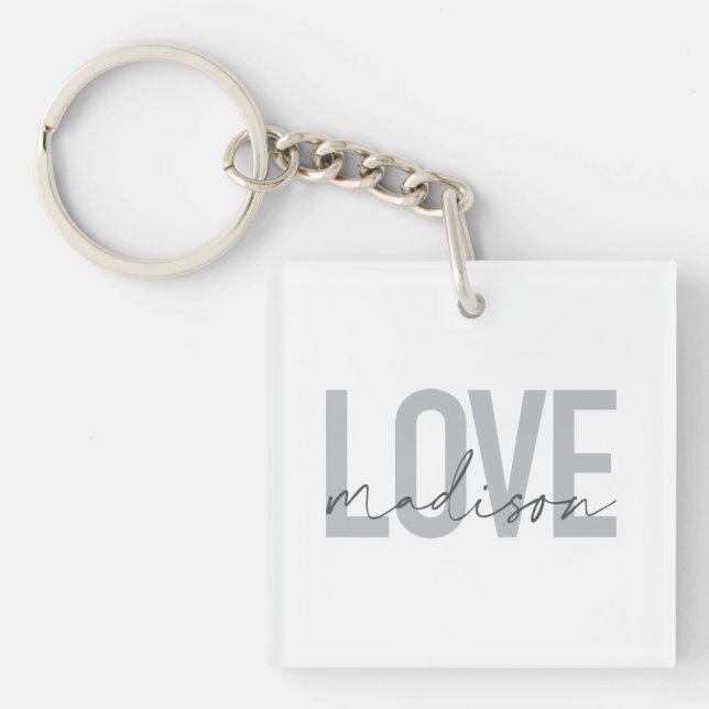 Modern, simple, cool, urban design Love Madison Keychain (Front)