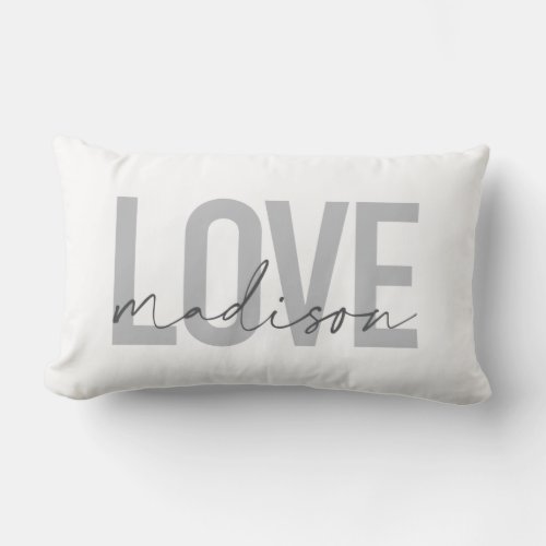 Modern simple cool urban design Love Madison Lumbar Pillow