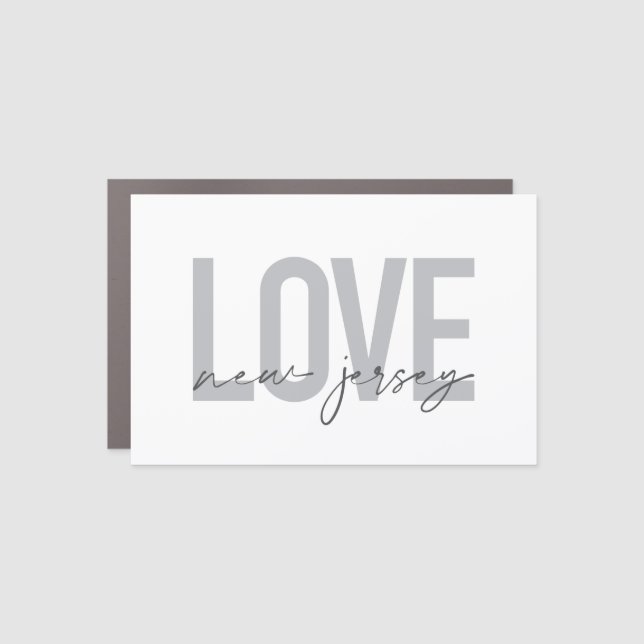 Modern, simple, cool, urban design Love New Jersey Car Magnet (Front)