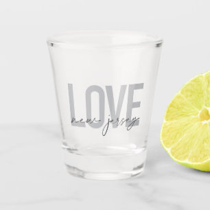 Modern, simple, cool, urban design Love New Jersey Shot Glass
