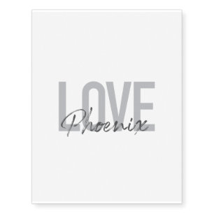 Modern, simple, cool, urban design Love Phoenix Temporary Tattoos
