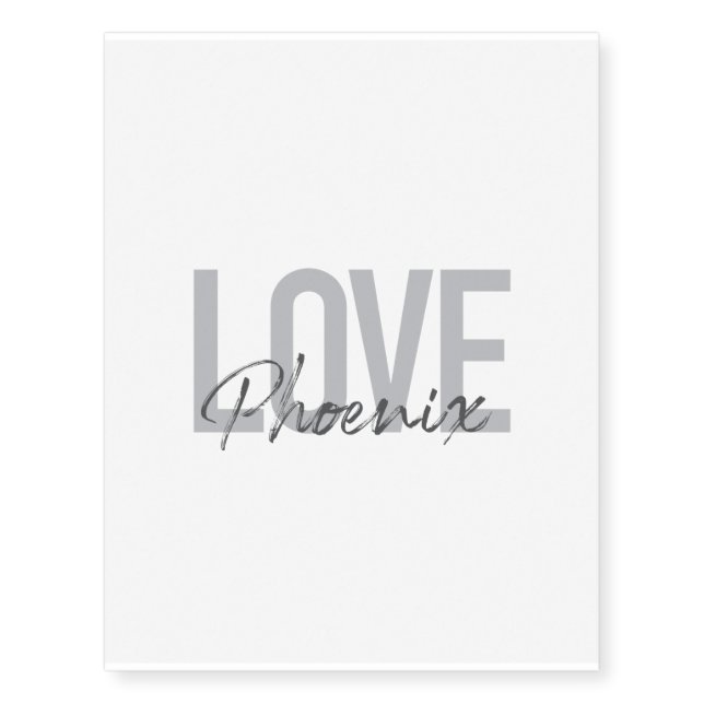 Modern, simple, cool, urban design Love Phoenix Temporary Tattoos (Front)