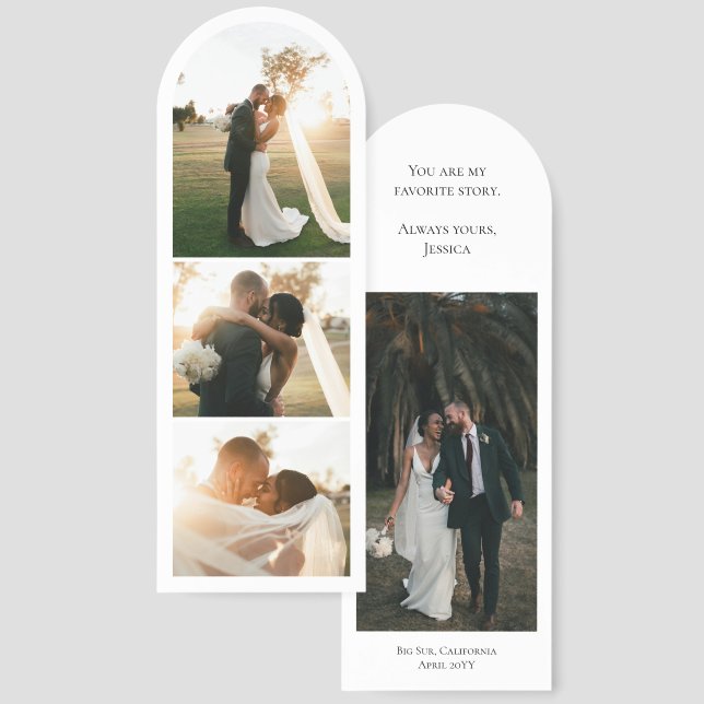 Modern Simple Couple Anniversary 4 Photo Collage Bookmarks (Front & Back)