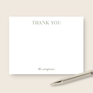 Modern Simple Couple Family Olive Green Thank You  Note Card