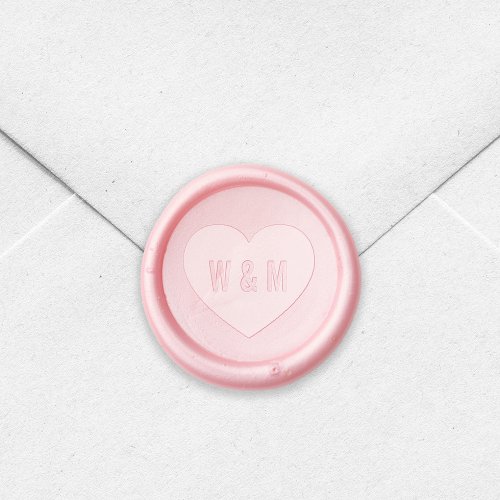 Modern Simple Couple Monogram Heart Wax Seal Stamp