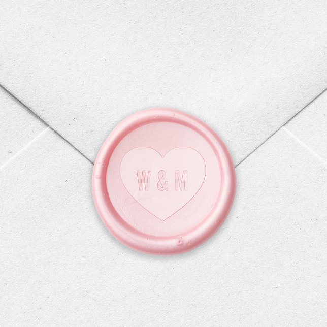 Modern Simple Couple Monogram Heart Wax Seal Stamp (Creator Uploaded)