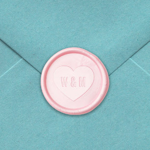 Modern Simple Couple Monogram Heart Wax Seal Sticker