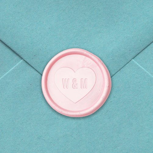 Modern Simple Couple Monogram Heart Wax Seal Sticker