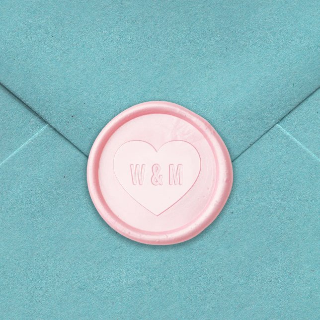 Modern Simple Couple Monogram Heart Wax Seal Sticker (Creator Uploaded)