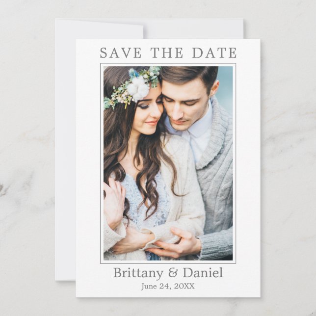 Modern Simple Couple Photo Save The Date (Front)