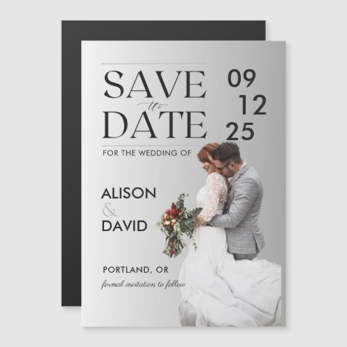 Modern Simple Couple Photo Save The Date Template  Magnetic Invitation