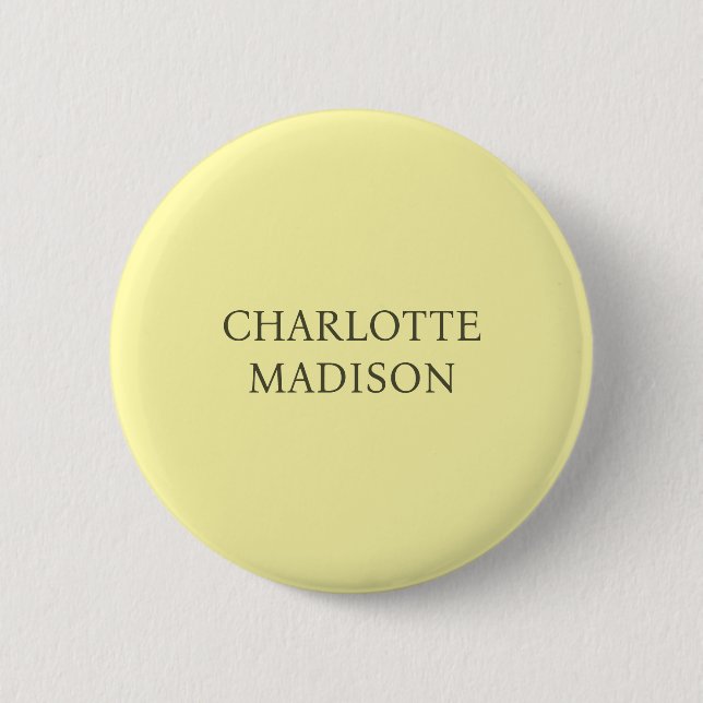 Modern Simple Cream Trendy Minimalist Plain Name Button (Front)